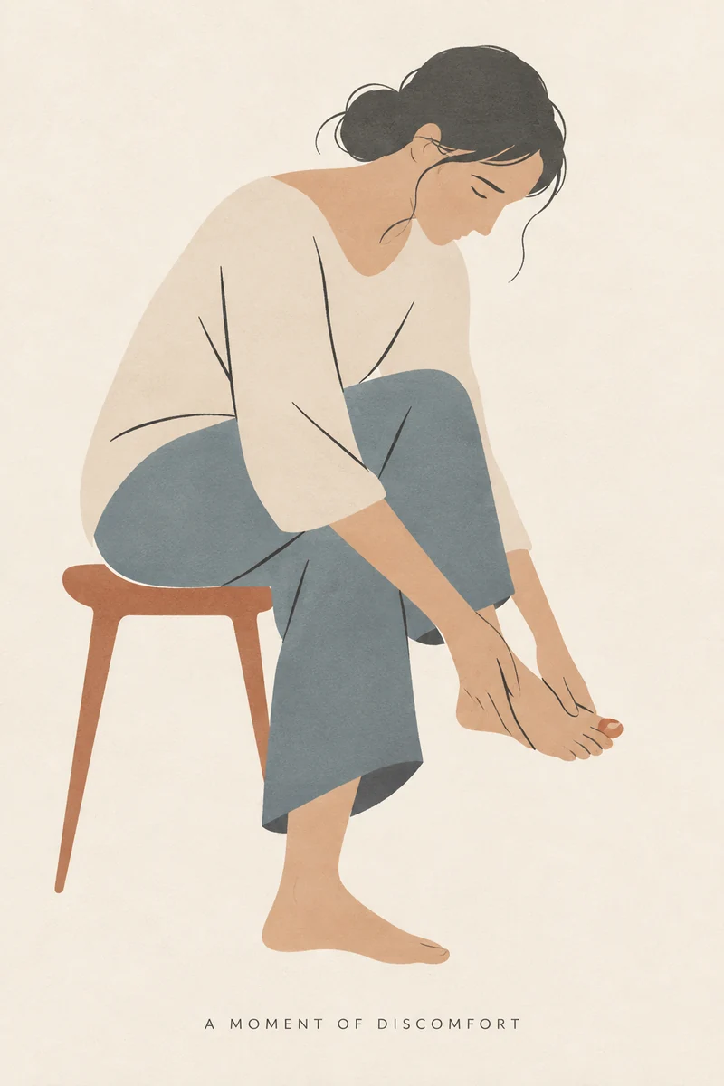 足先をかばう人のイラスト